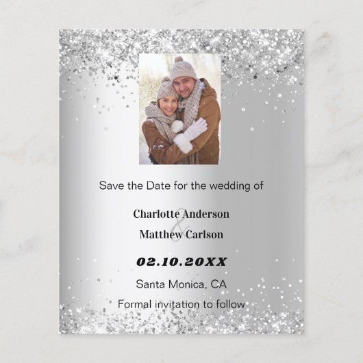 Papier Photo florale blanche en argent Enregistrer le mar (Dos)