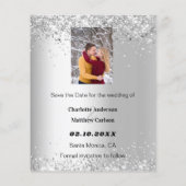 Papier Photo florale bordeaux argenté Enregistrer la date (Dos)