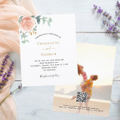 Papier Photo florale rose QR RSVP faire-part de mariage