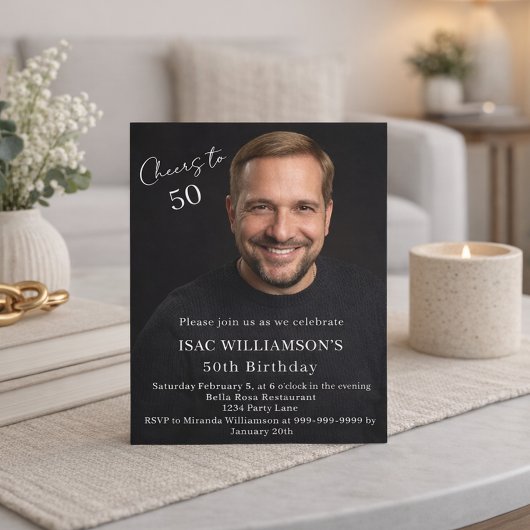 Papier Photo man cheers birthday invitation