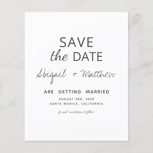 Papier Photo manuscrite moderne Enregistrer la date Invit (Dos)