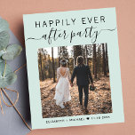 Papier Photo mariage Happy Jamais Après La Mention Du Par<br><div class="desc">Un petit salon vert menthe à prix abordable ou une petite faire-part mariage et une invitation à la réception. Le devant présente votre photo de jour de mariage et "Happily Ever After Party" dans un mélange de typographie simple et d'un script contemporain avec des swashes. Sous votre photo, ajoutez vos...</div>
