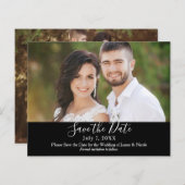 Papier Photo minimal moderne noir chic Enregistrer la dat (Devant / Derrière)