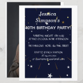 Papier Photo moderne bleu fête du 40e anniversaire | Invi (Devant / Derrière)