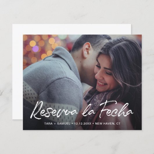 Papier Photo Moderne Budget Espagnol Enregistrer la date (Devant / Derrière)