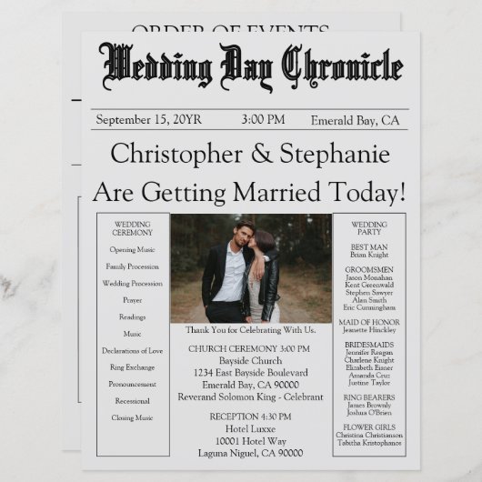 Papier Photo moderne chic modifiable QR Code Code Wedding (Devant / Derrière)