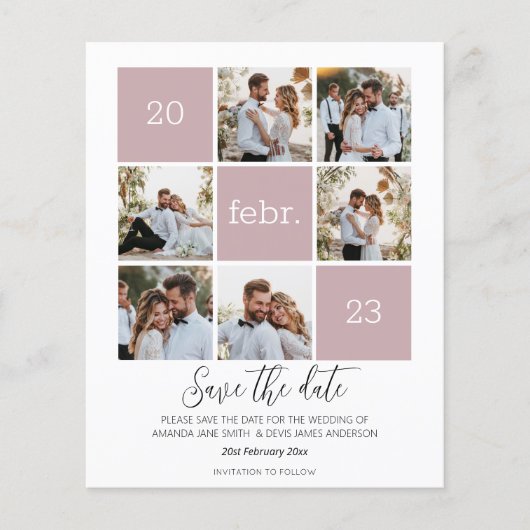 Papier Photo moderne Enregistrer la date Mariage budgétai (Devant)