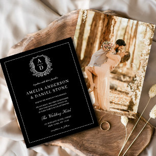 Papier Photo moderne Floral Crest Monogramme Mariage Form