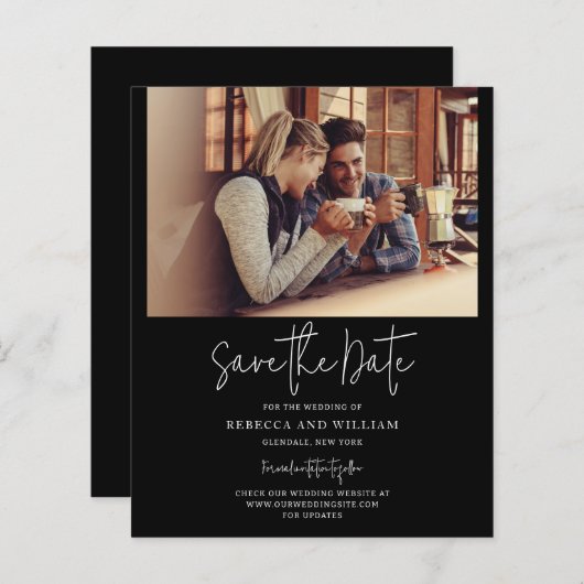Papier Photo moderne Mariage manuscrit Enregistrer La Dat (Devant / Derrière)