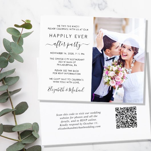 Papier Photo moderne QR Code Mariage Réception Invitation