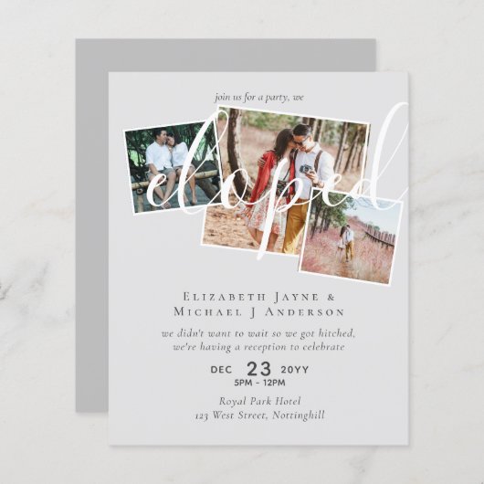Papier PHOTO Nous Avons Elopé Faire-part Réception Party (Devant / Derrière)