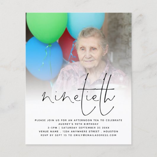 PAPIER | Photo Overlay Script 90th Birthday Invite Flyer (Voorkant)