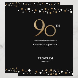 Papier Photo personnalisée Gold Black Confetti 90e annive