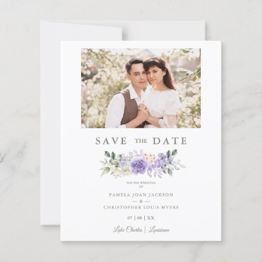 Papier Photo Romantique aux tons violets Roses Mariage de (Devant)