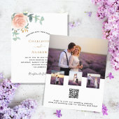 Papier Photo rose floral QR RSVP budget mariage