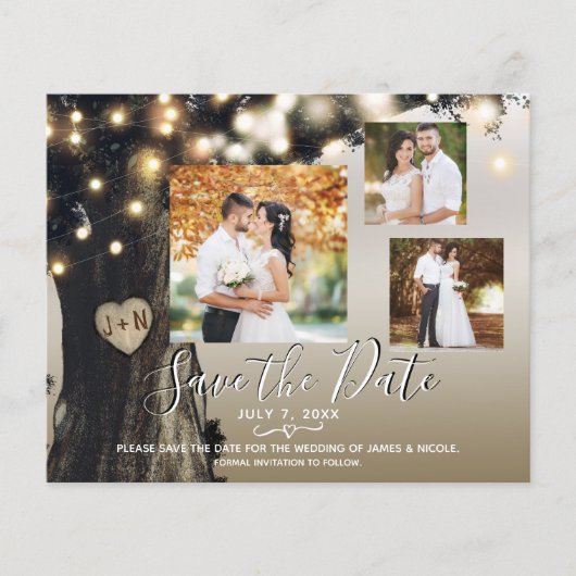 Papier Photo Rustic Tree & String Lights Enregistrer la d (Devant)