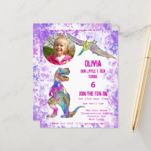 Papier Photo T Rex violet budget 5e anniversaire de dinos