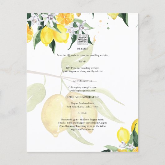 Papier PHOTO TOUT-EN-1 BUDGET OVERLAY Lemons Mariage QR (Dos)