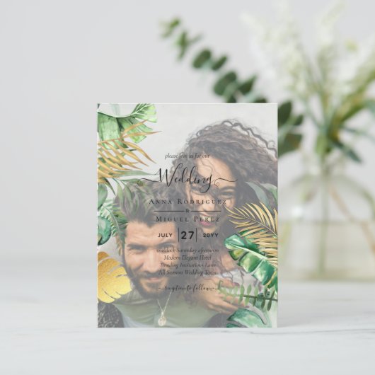 Papier PHOTO tropicale OVERLAY All-in-1 QR Code Mariage (Debout devant)
