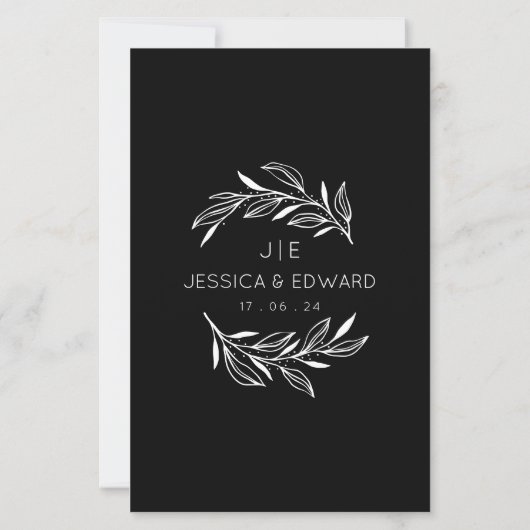 Papier Photos mémorables Qr Code Black Chic Modern Mariag (Dos)