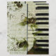 Papier Piano vintage et orchidées blanches sur vieux papi (Devant / Derrière)