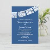 Papier Picado bleu | FAIRE-PART DE MARIAGE (Debout devant)