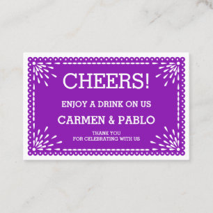 Papier Picado Colorful Mexican Wedding Drink Ticke Visitekaartje