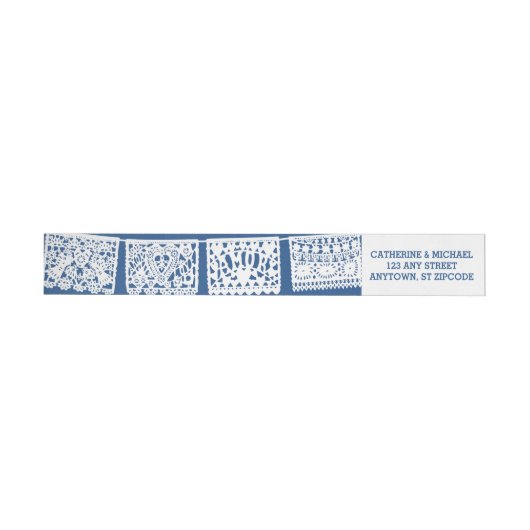 Papier Picado Marine Bleu | Étiquette d'envoi d'ad (Individuel)