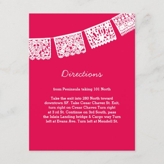 Papier Picado rose chaud | Carte Mariage (Devant)