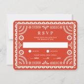 Papier Picado Rouge chaud | Carte RSVP de réponse (Devant)
