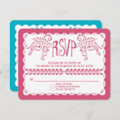 Papier Picado RSVP Pink Blue Fiesta Mariage banniè (Devant / Derrière)