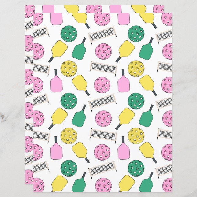 Papier Pickleball Scrapbook Paper (Devant / Derrière)