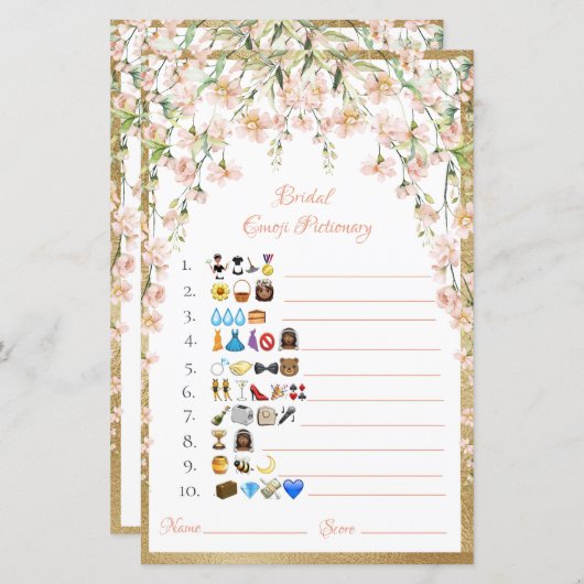 Papier Pictionary Emoji de mariage Afro-Américain (Devant / Derrière)