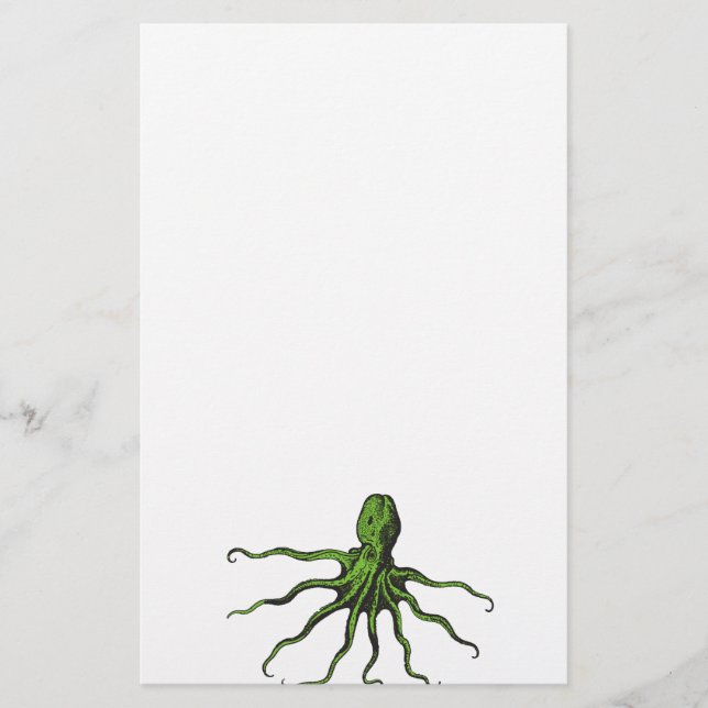 Papier Pieuvre verte et noire (Devant)