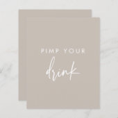 Papier Pimp Your Drink Taupe Script Mariage Panneau (Devant / Derrière)