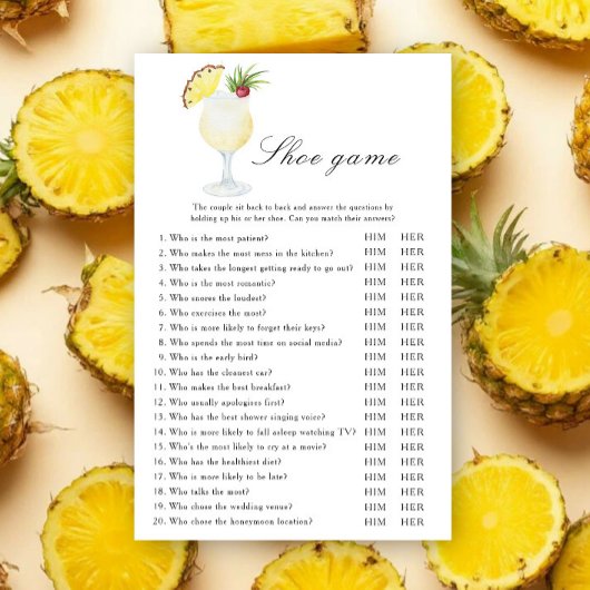 Papier Pina Colada Cocktail Bridal shower Shoe game