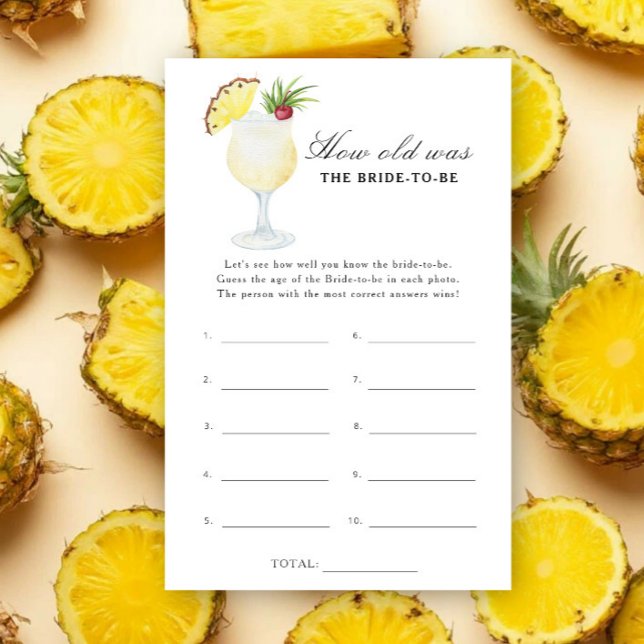 Papier Pina Colada - Quel âge avait la future mariée (Créateur téléchargé)