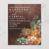 Papier Pine de Noël d'hiver Bouquet Mariage en bois (Devant)