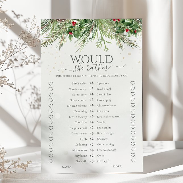 Papier Pine D'Hiver Plairait-Elle À Fête des mariées Jeu (Créateur téléchargé)
