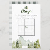 Papier Pine Tree Rustic Adventure Bingo Games Baby shower (Devant / Derrière)