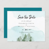 Papier Pine Trees Teal and Sage Wedding (Devant / Derrière)