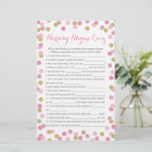 Papier Pink and Gold Baby shower Nursery Rhyme Quiz (Debout devant)