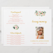 Papier Pink And Gold Woman Celebration Of Life Program (Devant / Derrière)