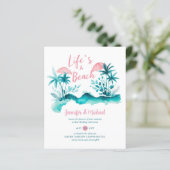 Papier Pink Aqua Beach Floral Boho Printemps été Mariage (Debout devant)