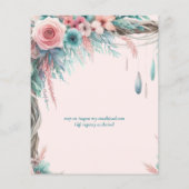 Papier Pink Aqua Beach Floral Boho Printemps été Mariage (Dos)
