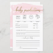 Papier Pink Aquarelle Baby Predictions Jeu (Devant / Derrière)