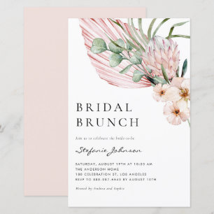 Papier Pink Aquarelle Protea Été Invitation Brunch