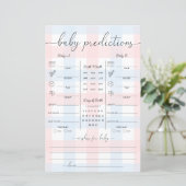 Papier Pink Blue Gingham Twins Baby Predictions Game (Debout devant)