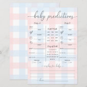 Papier Pink Blue Gingham Twins Baby Predictions Game (Devant / Derrière)