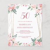 Papier Pink Blush Floral 50e Budget Invitation Anniversai (Devant)